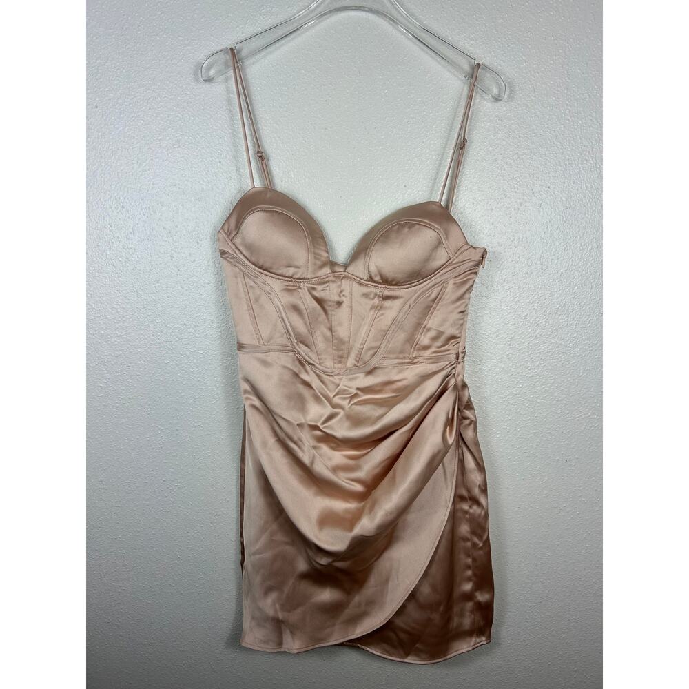 Zara Bustier Corset Satin Mini Dress Champagne Medium - Picture 3 of 14